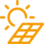 Icon mit Sonne und Solaranlage